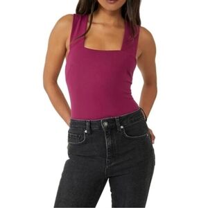 Free People Magenta Sleeveless Bodysuit